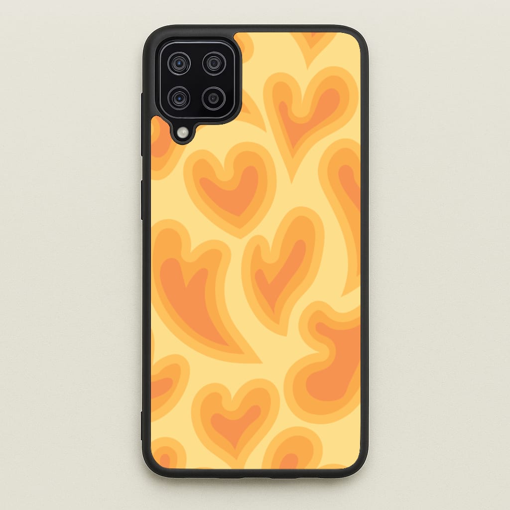 Trippy Summer Hearts Orange Pattern - Summer Phone Case for Galaxy A12