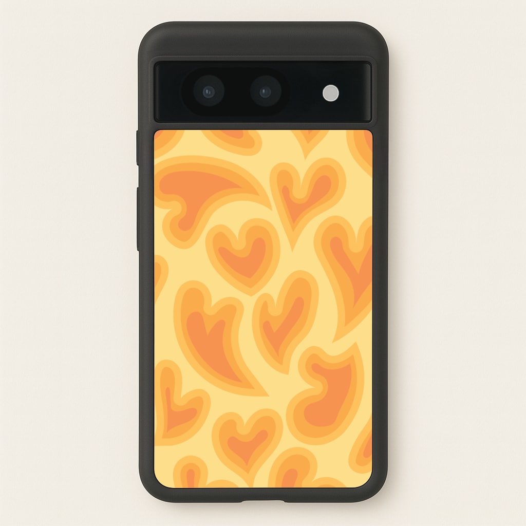 Trippy Summer Hearts Orange Pattern - Summer Phone Case for Google Pixel 8a