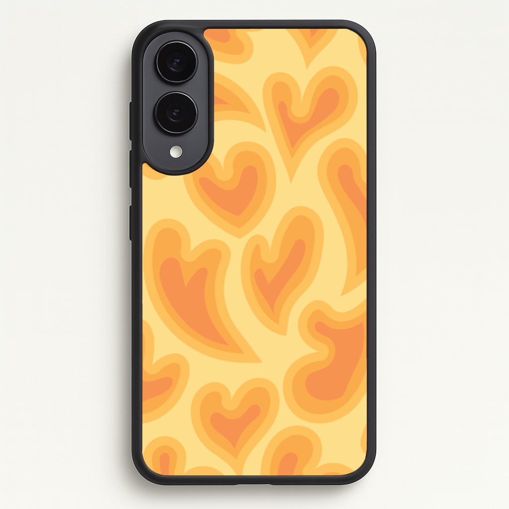 Trippy Summer Hearts Orange Pattern - Summer Phone Case for Galaxy S25 Edge