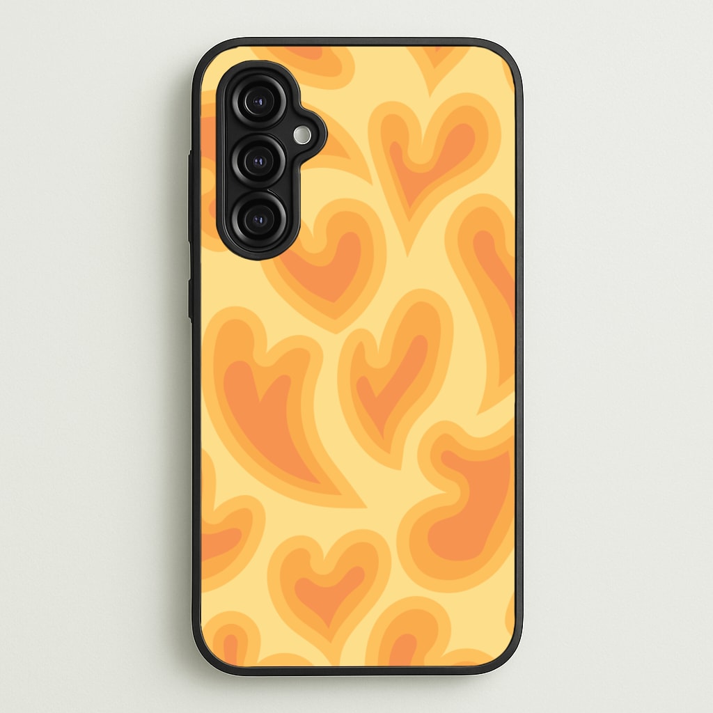 Trippy Summer Hearts Orange Pattern - Summer Phone Case for Galaxy A14