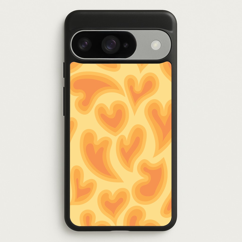 Trippy Summer Hearts Orange Pattern Phone Case for Google Pixel 10 / 10 Pro