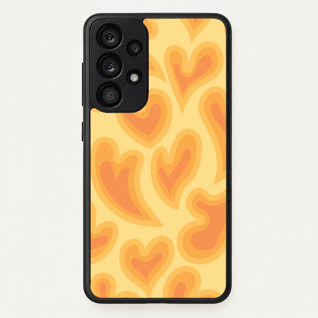 Trippy Summer Hearts Orange Pattern  - Summer Phone Case for Galaxy A53