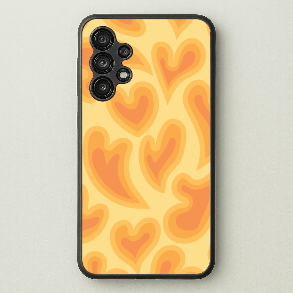 Trippy Summer Hearts Orange Pattern  - Summer Phone Case for Galaxy A13