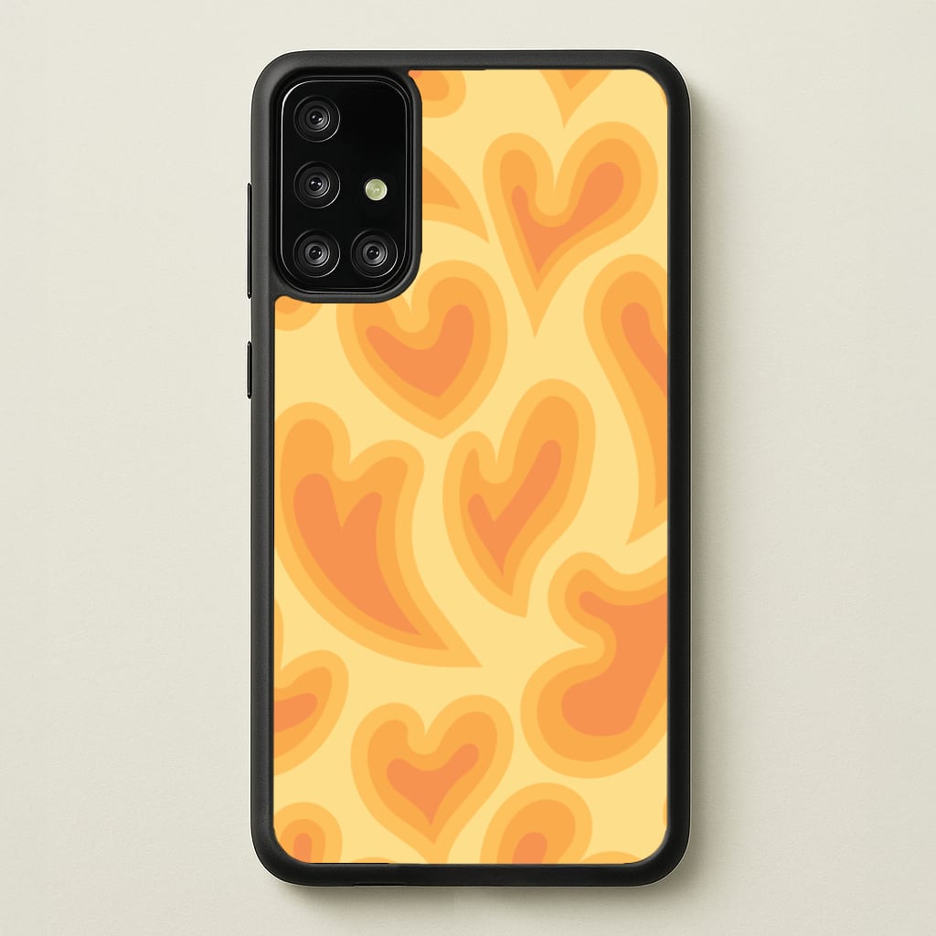 Trippy Summer Hearts Orange Pattern - Summer Phone Case for Galaxy A71