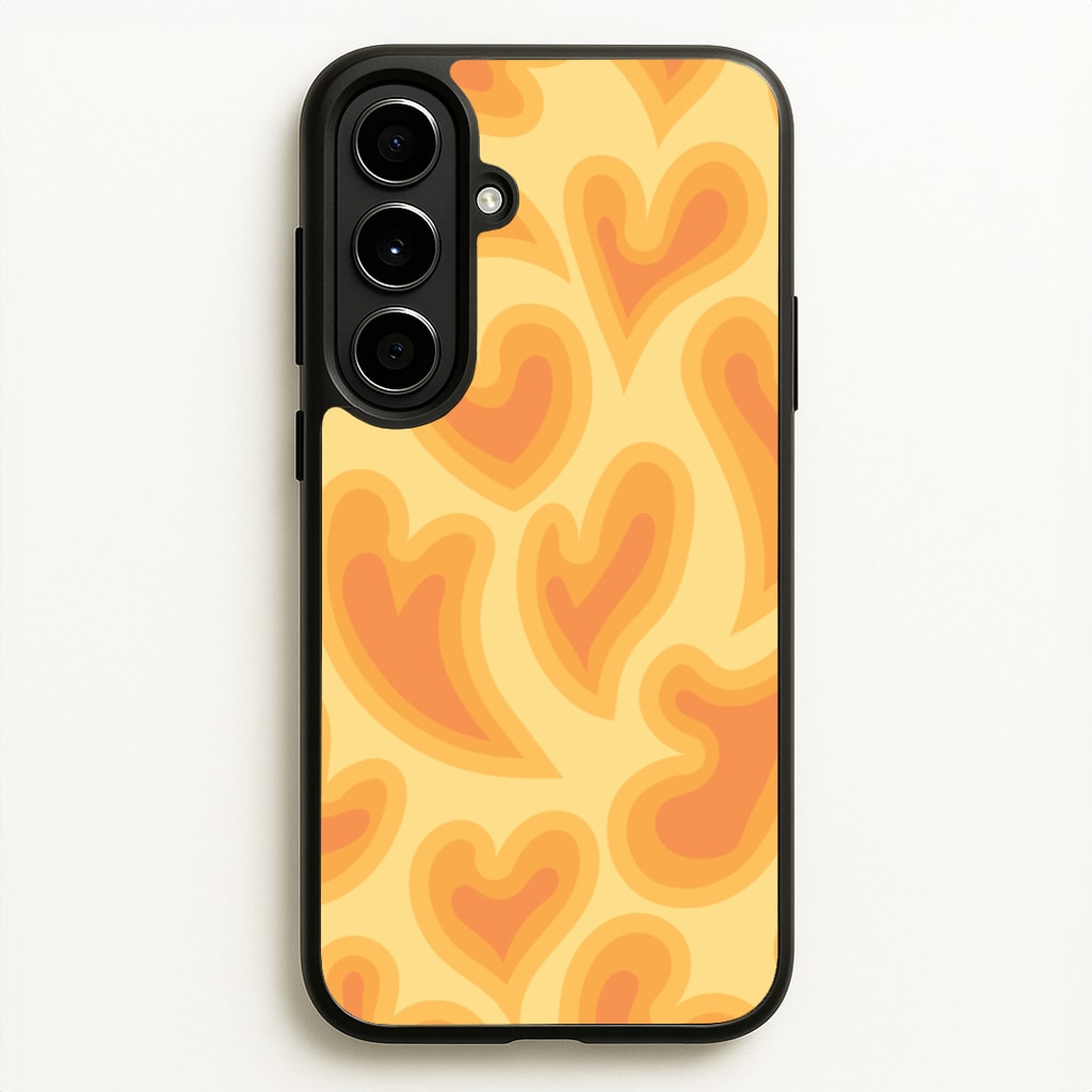 Trippy Summer Hearts Orange Pattern  - Summer Phone Case for Galaxy A56