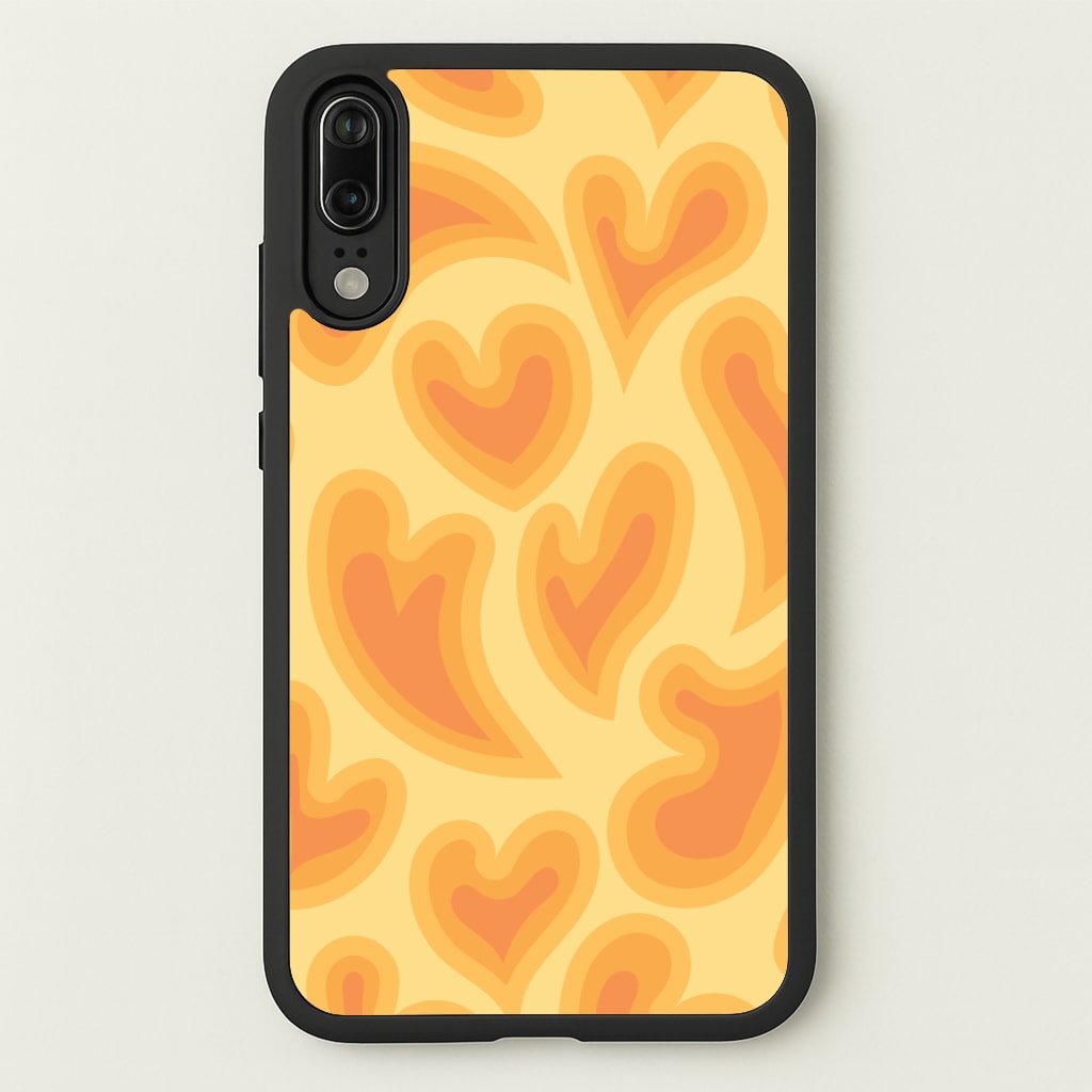 Trippy Summer Hearts Orange Pattern - Summer Phone Case for Huawei P20