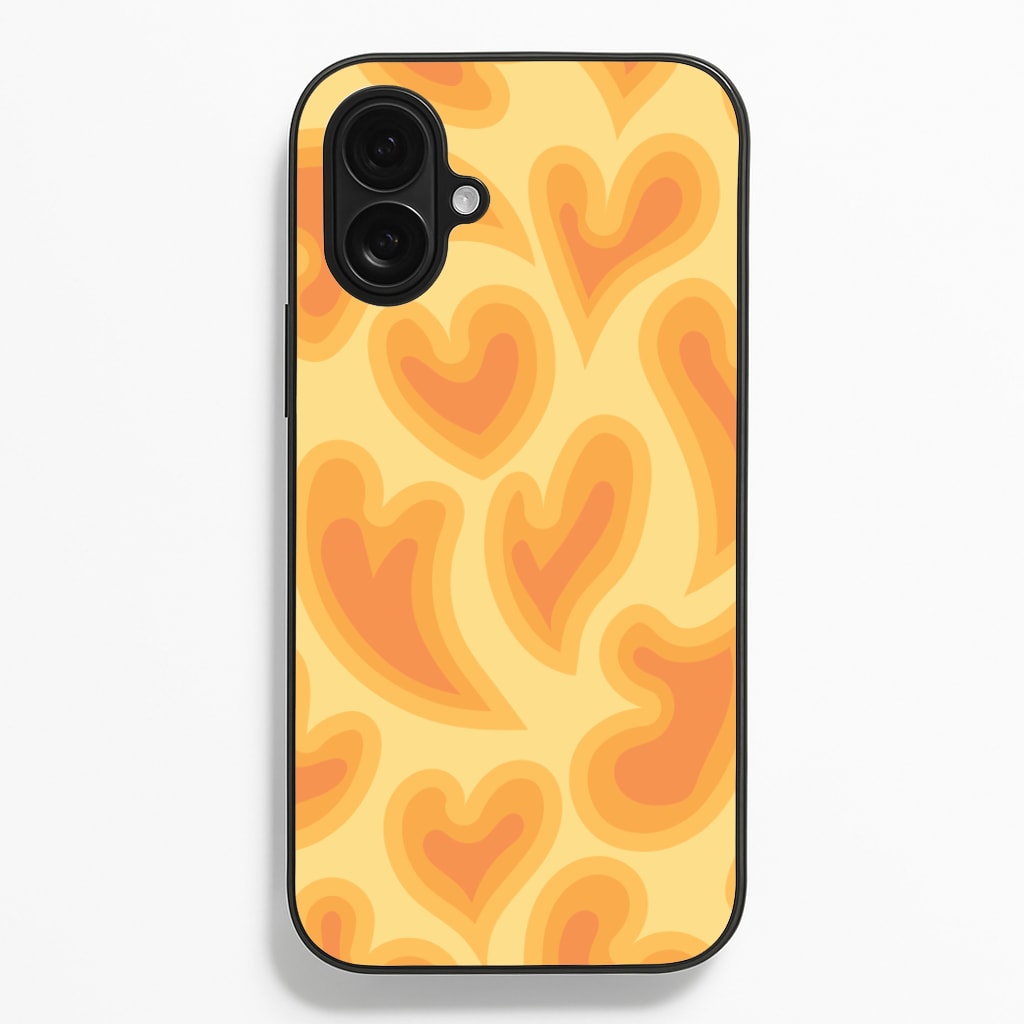 Trippy Summer Hearts Orange Pattern  - Summer Phone Case for iPhone 16 Plus