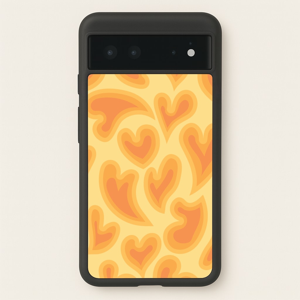 Trippy Summer Hearts Orange Pattern  - Summer Phone Case for Google Pixel 6