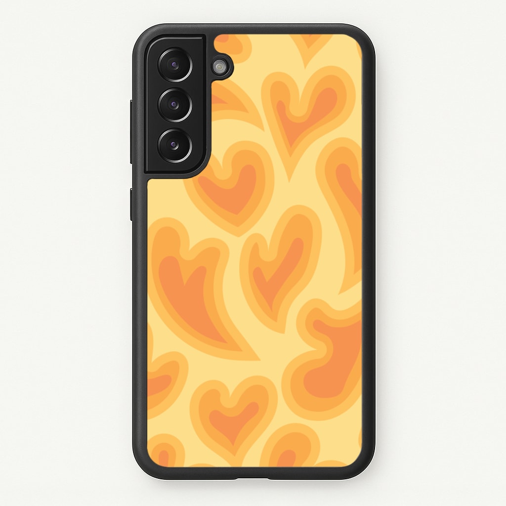 Trippy Summer Hearts Orange Pattern - Summer Phone Case for Galaxy S21FE