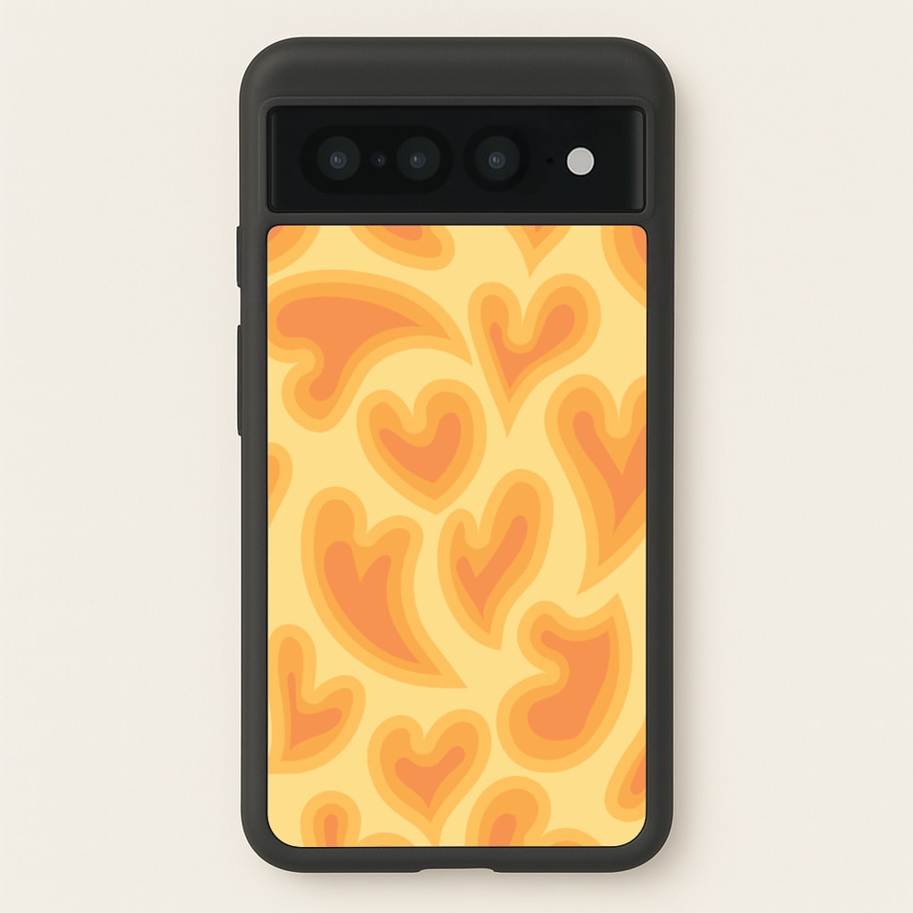 Trippy Summer Hearts Orange Pattern  - Summer Phone Case for Google Pixel 7 Pro