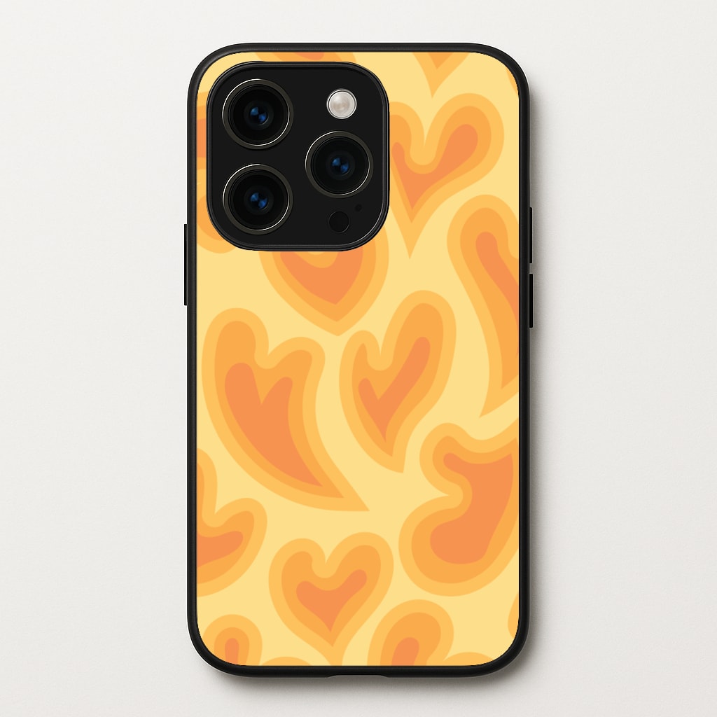 Trippy Summer Hearts Orange Pattern  - Summer Phone Case for iPhone 14 Pro