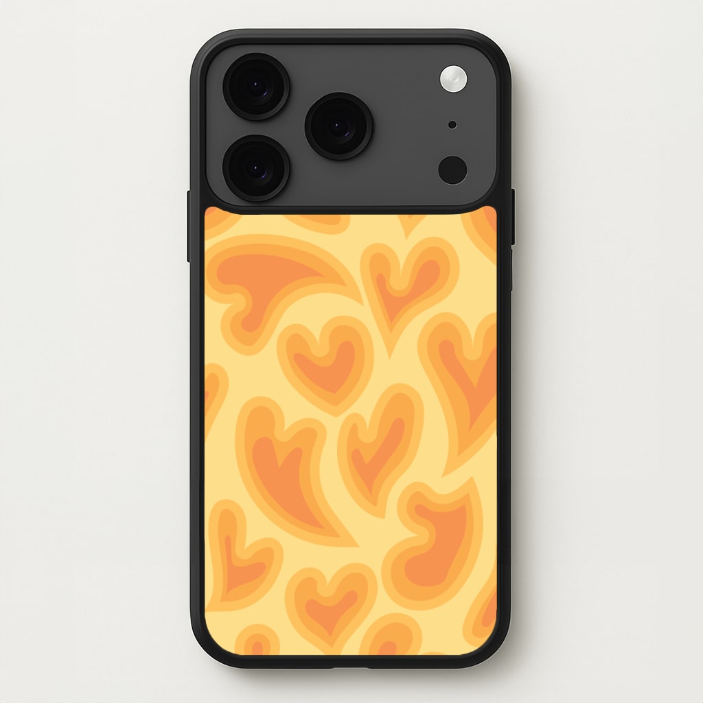 Trippy Summer Hearts Orange Pattern Phone Case for iPhone 17 Pro