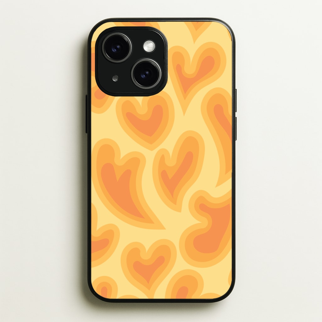 Trippy Summer Hearts Orange Pattern - Summer Phone Case for iPhone 14