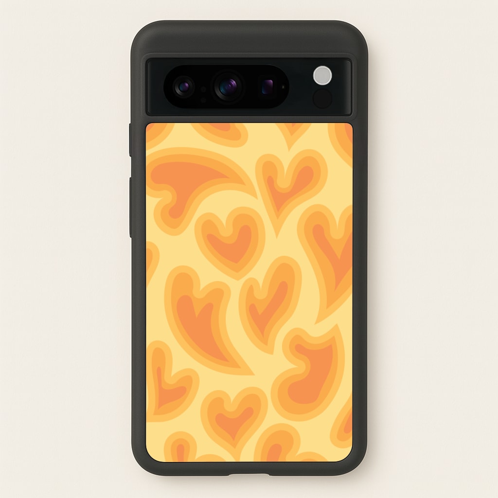 Trippy Summer Hearts Orange Pattern - Summer Phone Case for Google Pixel 8 Pro