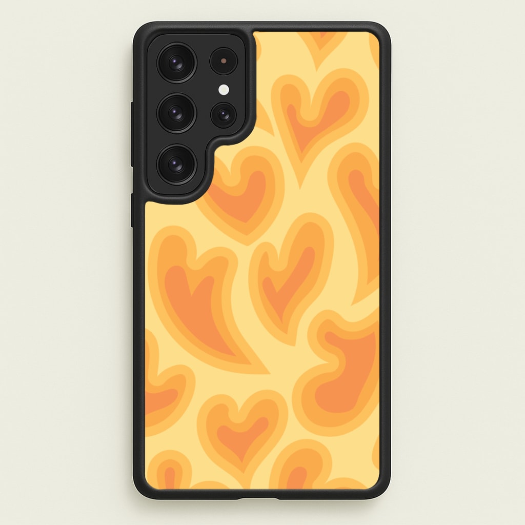 Trippy Summer Hearts Orange Pattern - Summer Phone Case for Galaxy S23 Ultra