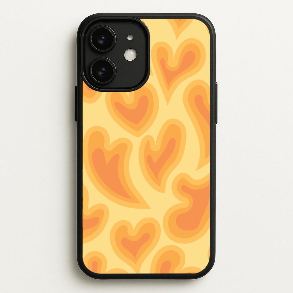 Trippy Summer Hearts Orange Pattern  - Summer Phone Case for iPhone 11