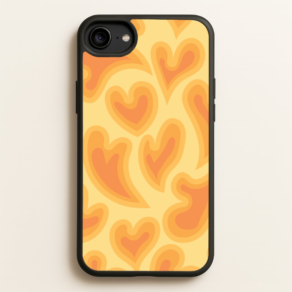 Trippy Summer Hearts Orange Pattern - Summer Phone Case for iPhone 6 / 7 / 8 / SE