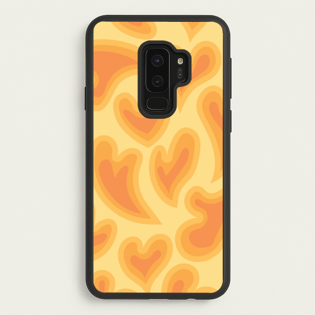 Trippy Summer Hearts Orange Pattern - Summer Phone Case for Galaxy S9 Plus