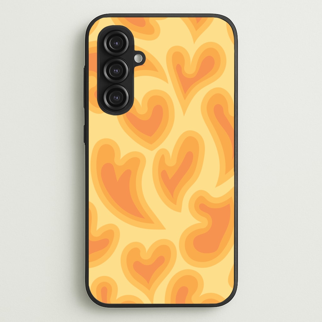 Trippy Summer Hearts Orange Pattern - Summer Phone Case for Galaxy S23FE