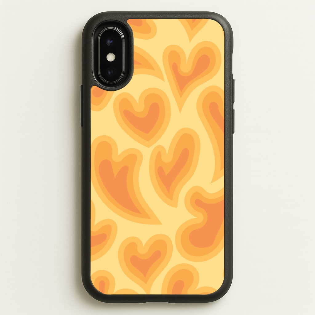 Trippy Summer Hearts Orange Pattern - Summer Phone Case for iPhone X / XS