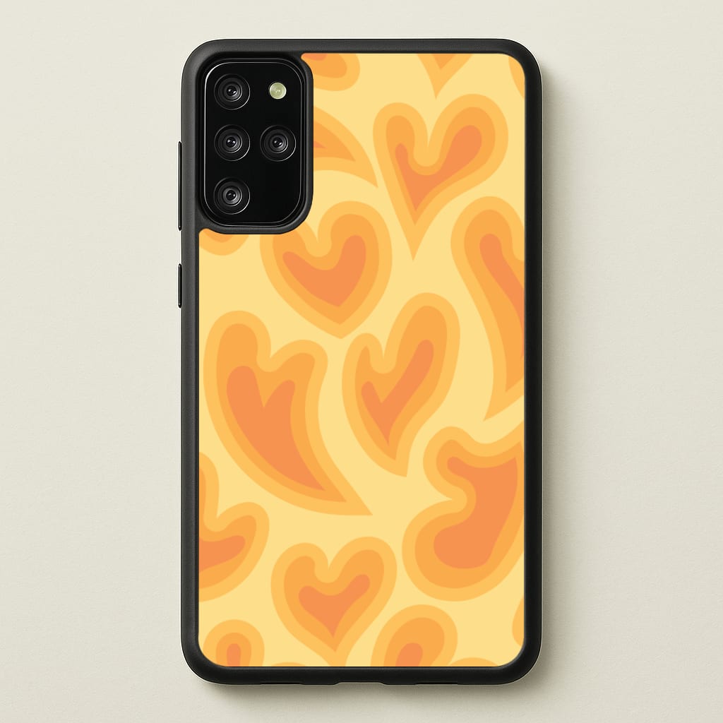 Trippy Summer Hearts Orange Pattern - Summer Phone Case for Galaxy S20 Plus