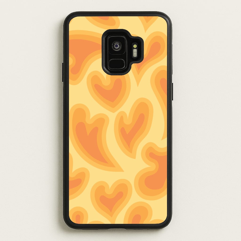 Trippy Summer Hearts Orange Pattern  - Summer Phone Case for Galaxy S9