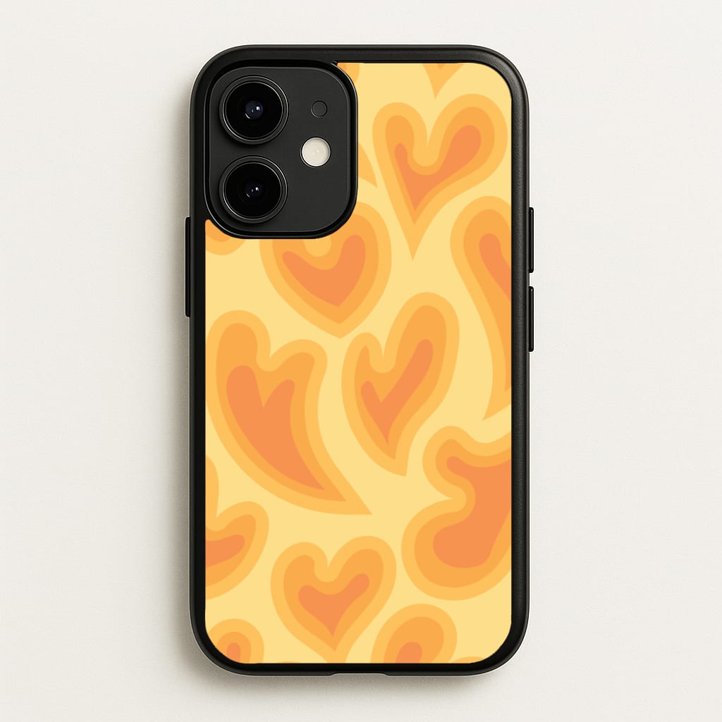 Trippy Summer Hearts Orange Pattern - Summer Phone Case for iPhone 12 / 12 Pro