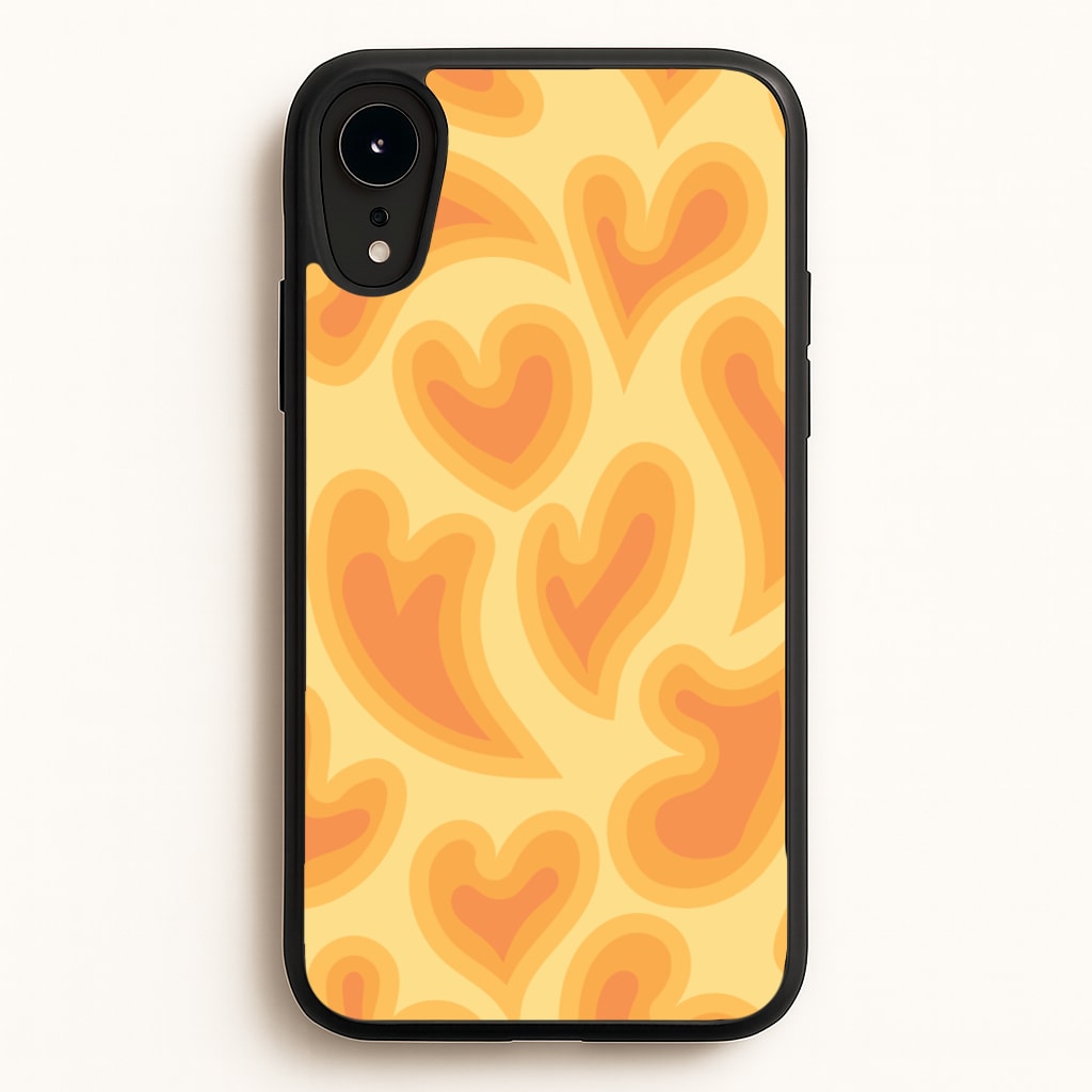 Trippy Summer Hearts Orange Pattern - Summer Phone Case for iPhone XR
