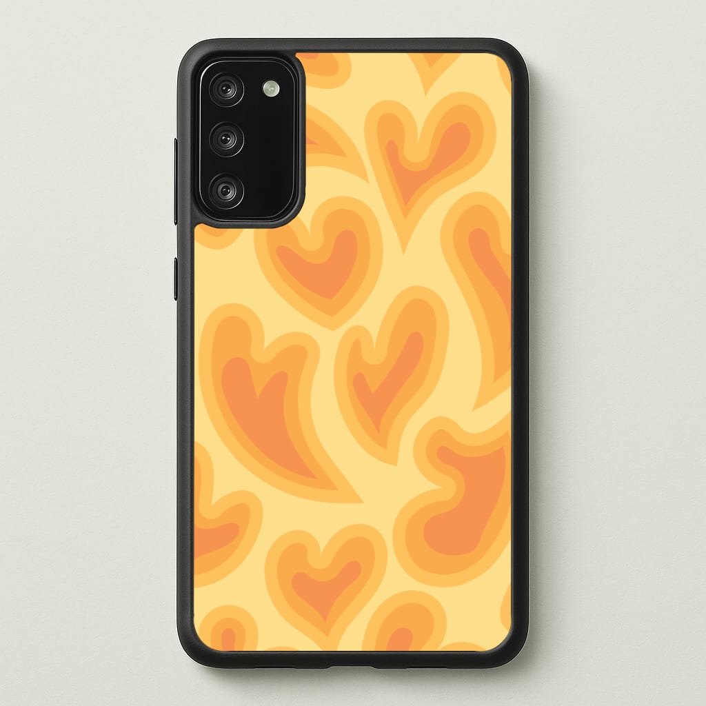 Trippy Summer Hearts Orange Pattern - Summer Phone Case for Galaxy S20