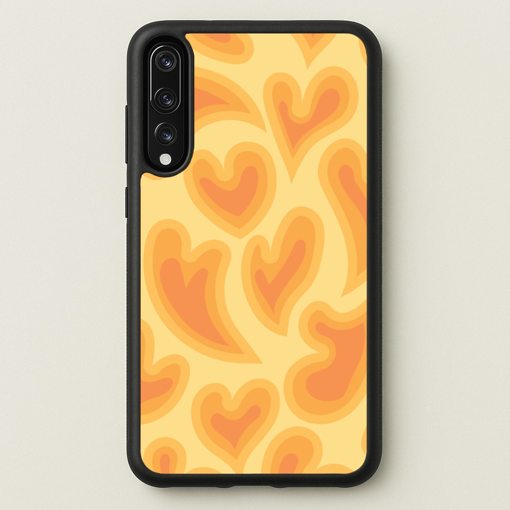 Trippy Summer Hearts Orange Pattern - Summer Phone Case for Huawei P20 Pro