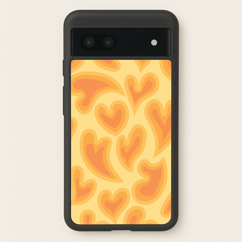 Trippy Summer Hearts Orange Pattern - Summer Phone Case for Google Pixel 6a