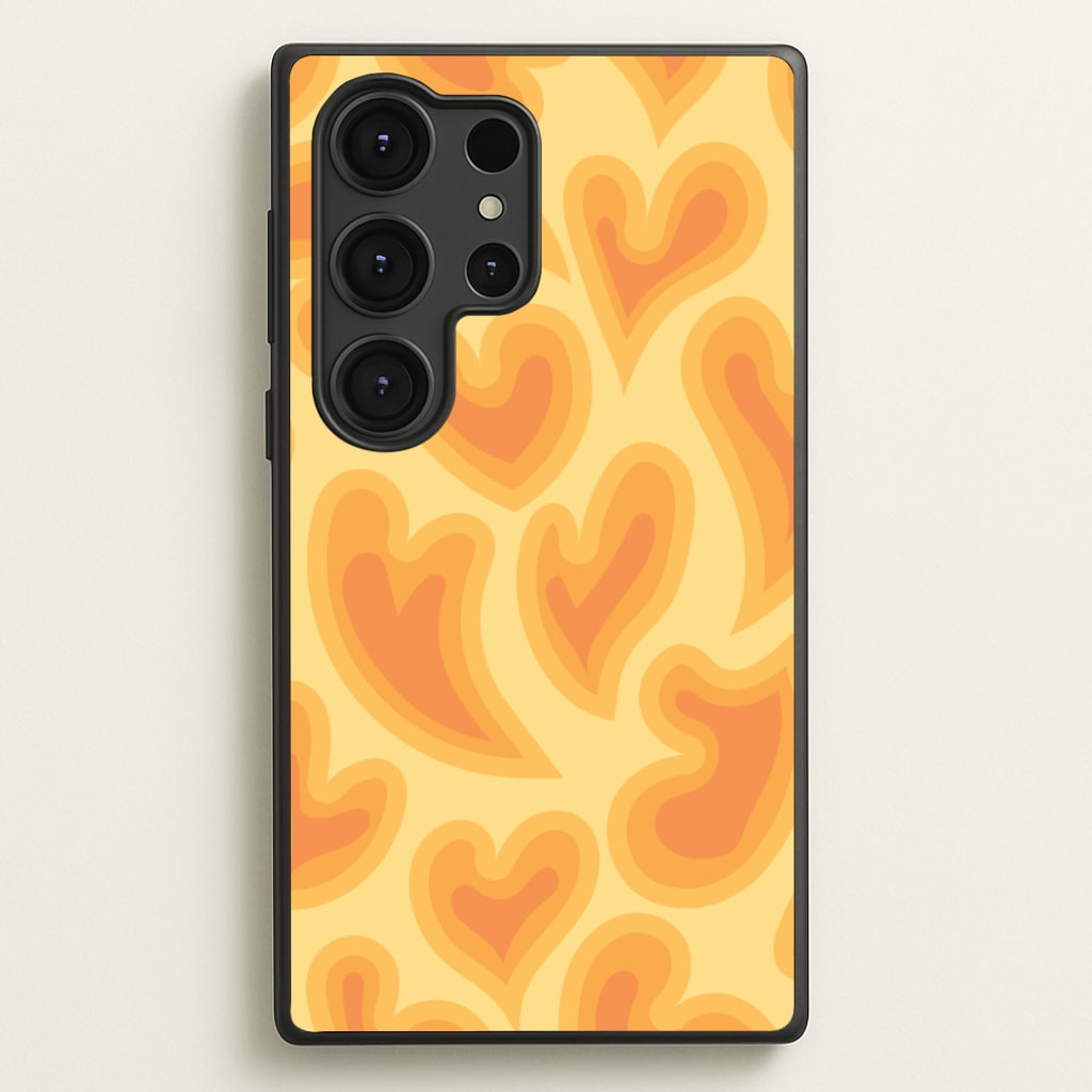 Trippy Summer Hearts Orange Pattern  - Summer Phone Case for Galaxy S25 Ultra
