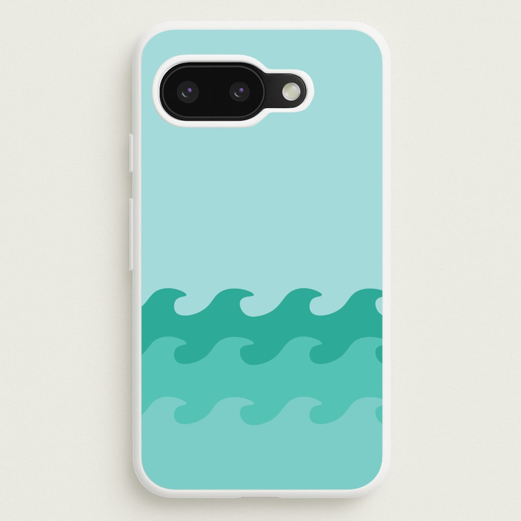 Cyan Beach Waves Pattern - Summer Phone Case for Google Pixel 9a