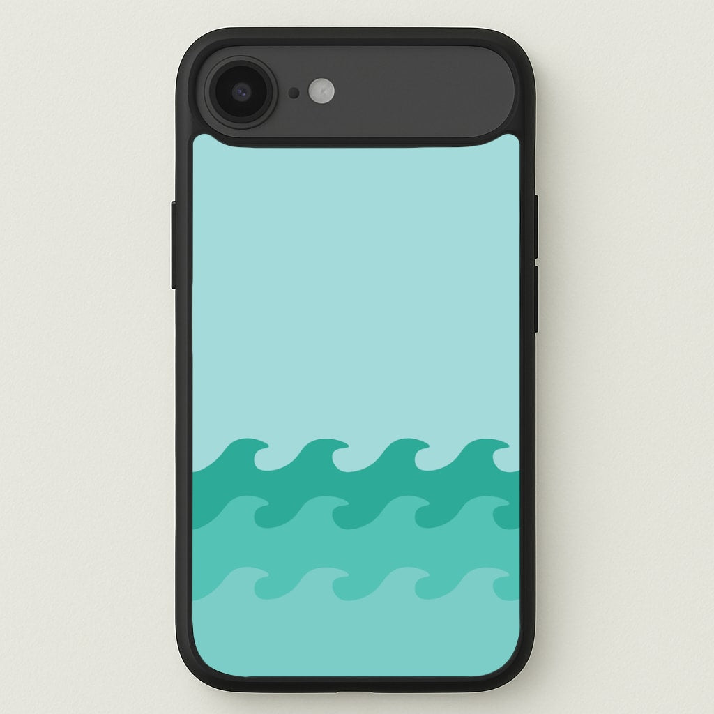Cyan Beach Waves Pattern Phone Case for iPhone 17 Air