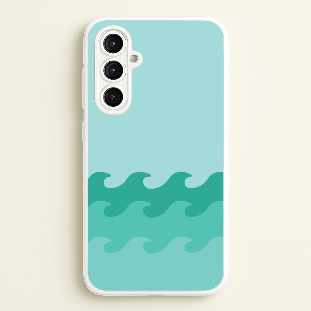 Cyan Beach Waves Pattern - Summer Phone Case for Galaxy A16