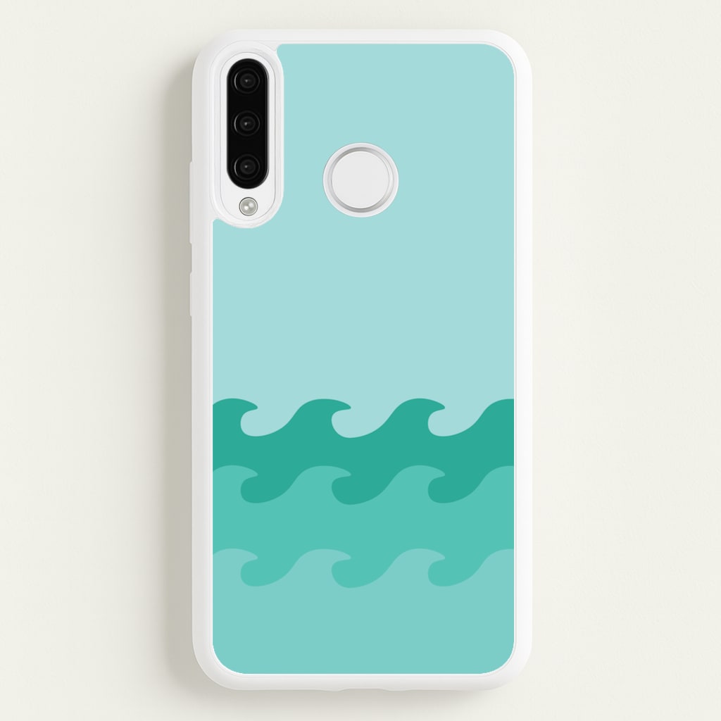 Cyan Beach Waves Pattern - Summer Phone Case for Huawei P30 Lite