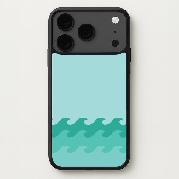 Cyan Beach Waves Pattern Phone Case for iPhone 17 Pro Max