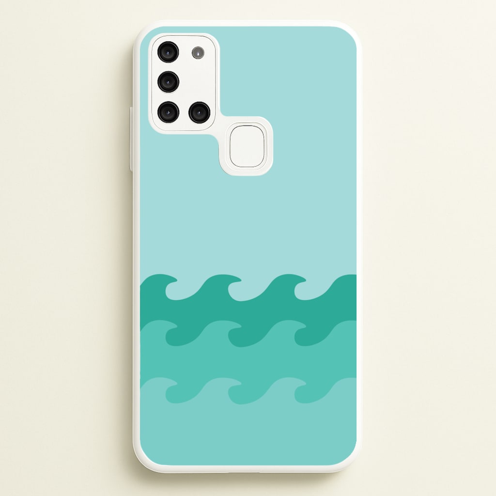 Cyan Beach Waves Pattern - Summer Phone Case for Galaxy A21s