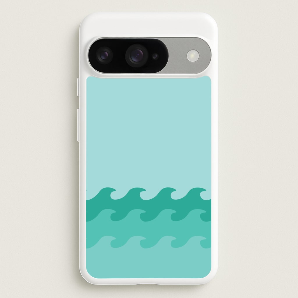 Cyan Beach Waves Pattern Phone Case for Google Pixel 10 / 10 Pro