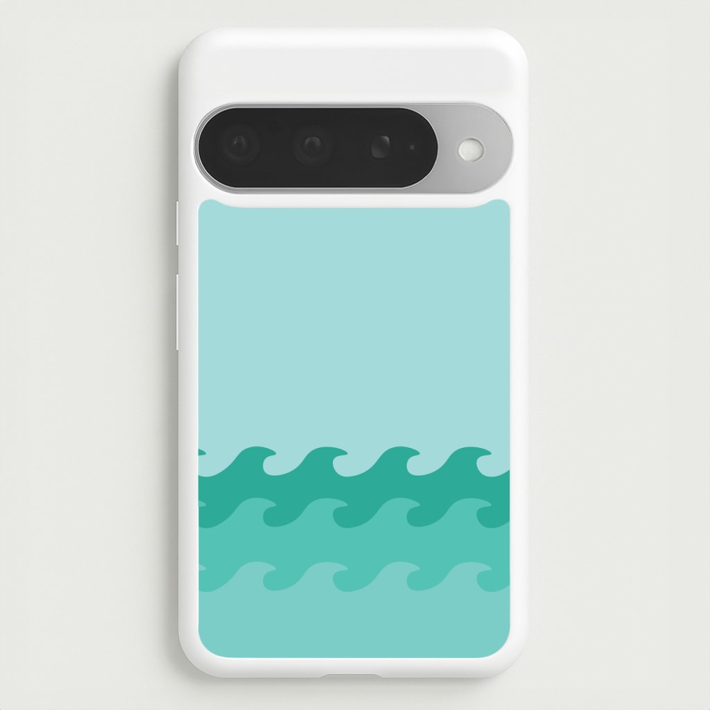 Cyan Beach Waves Pattern Phone Case for Google Pixel 10 Pro XL