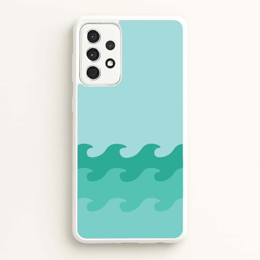Cyan Beach Waves Pattern - Summer Phone Case for Galaxy A52 / A52s