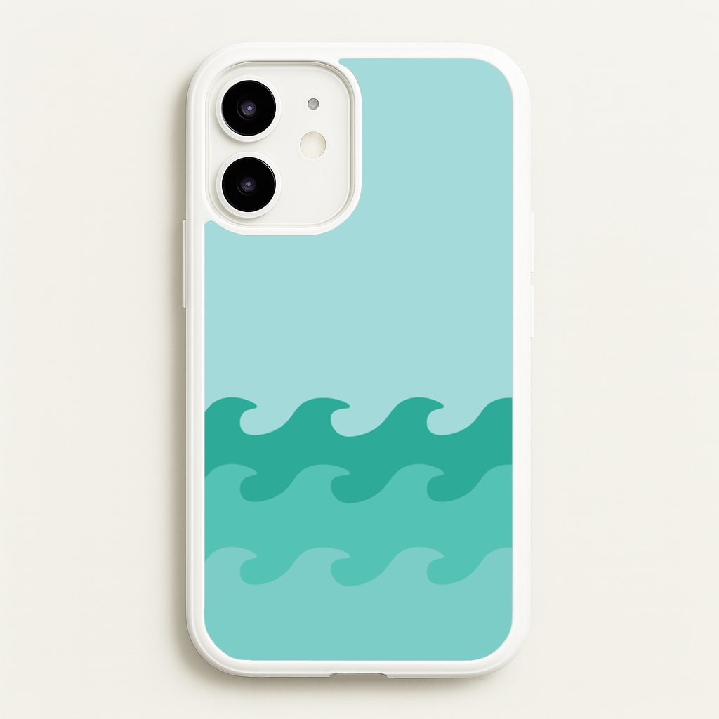 Cyan Beach Waves Pattern - Summer Phone Case for iPhone 12 / 12 Pro
