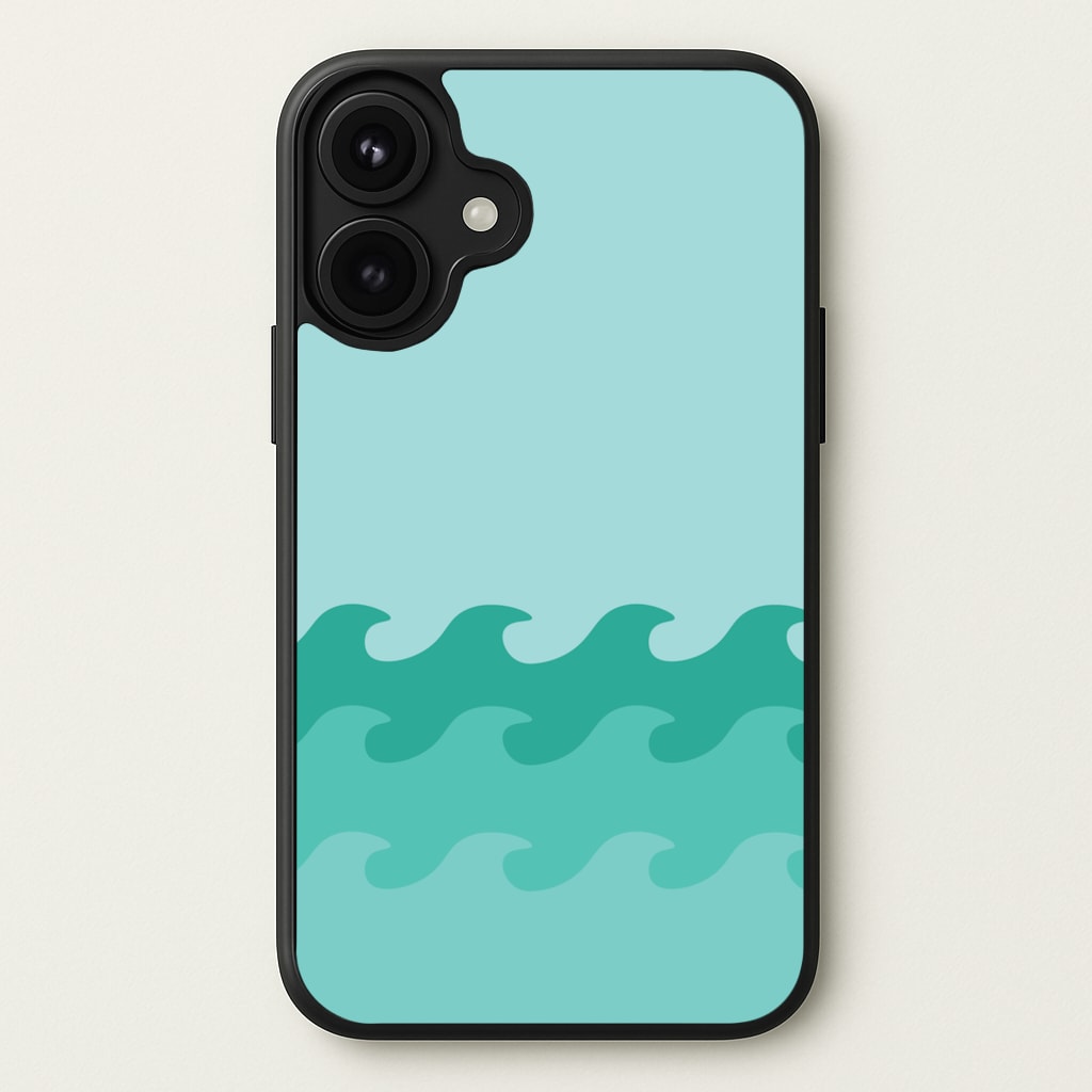 Cyan Beach Waves Pattern Phone Case for iPhone 17