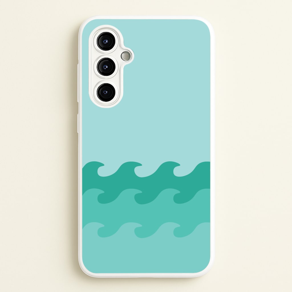 Cyan Beach Waves Pattern - Summer Phone Case for Galaxy A54