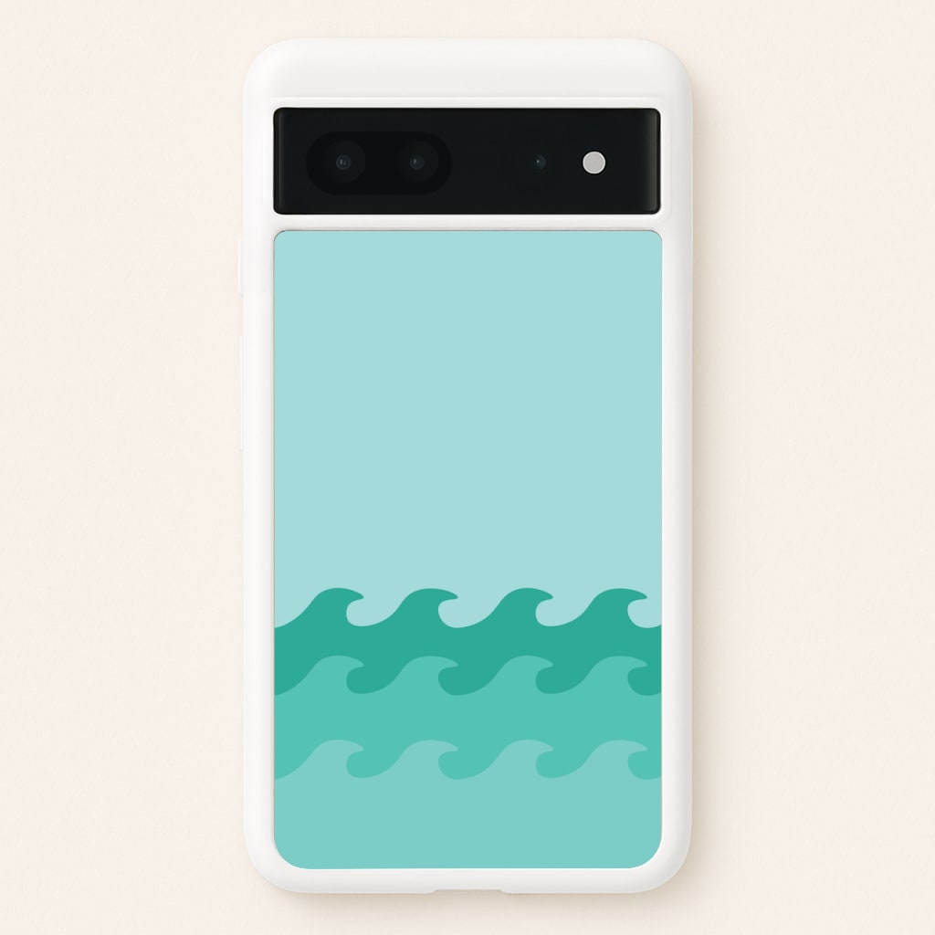 Cyan Beach Waves Pattern - Summer Phone Case for Google Pixel 7