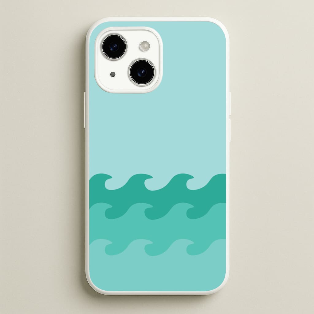 Cyan Beach Waves Pattern - Summer Phone Case for iPhone 14 Plus