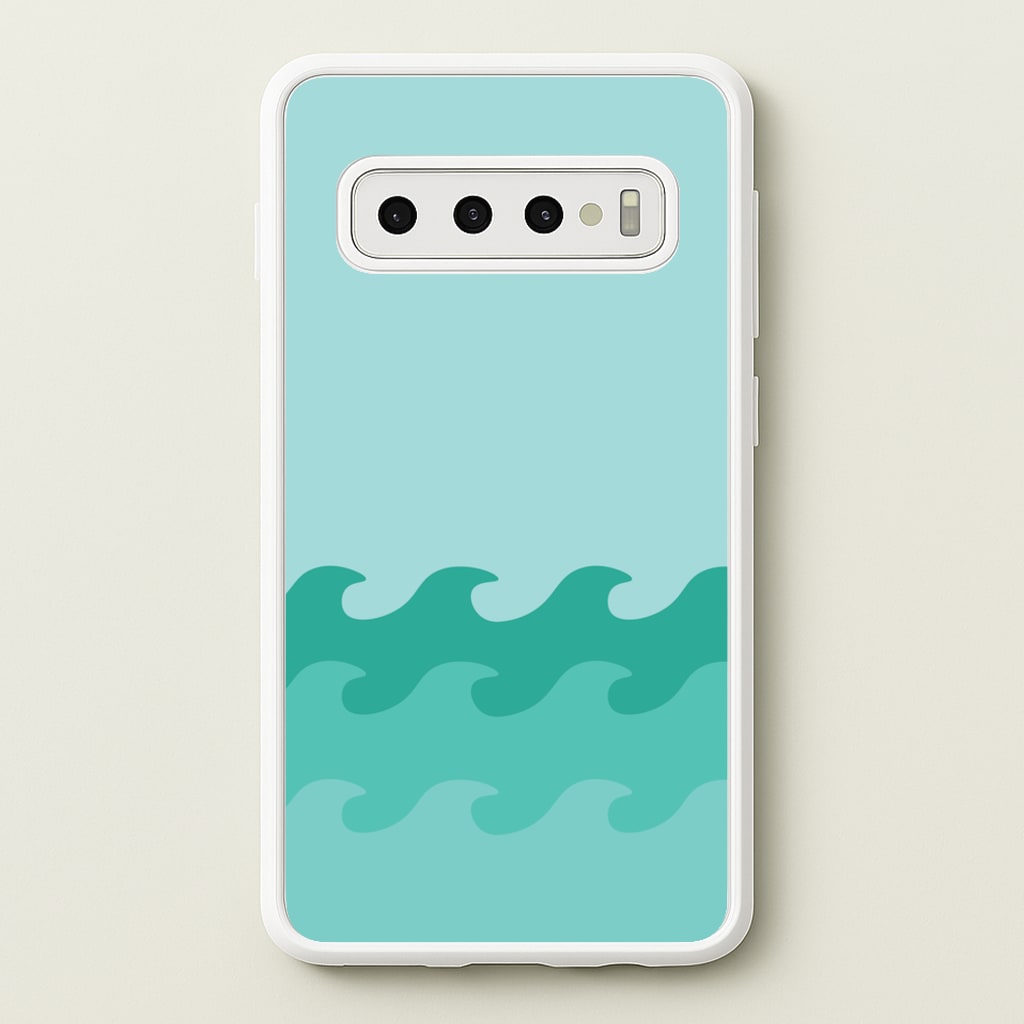 Cyan Beach Waves Pattern - Summer Phone Case for Galaxy S10 Plus