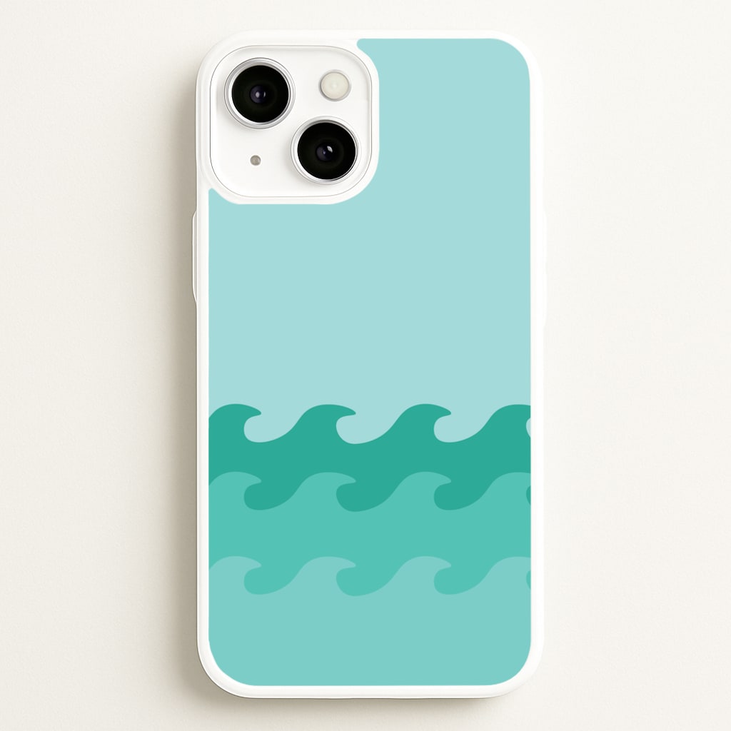 Cyan Beach Waves Pattern - Summer Phone Case for iPhone 13 Mini