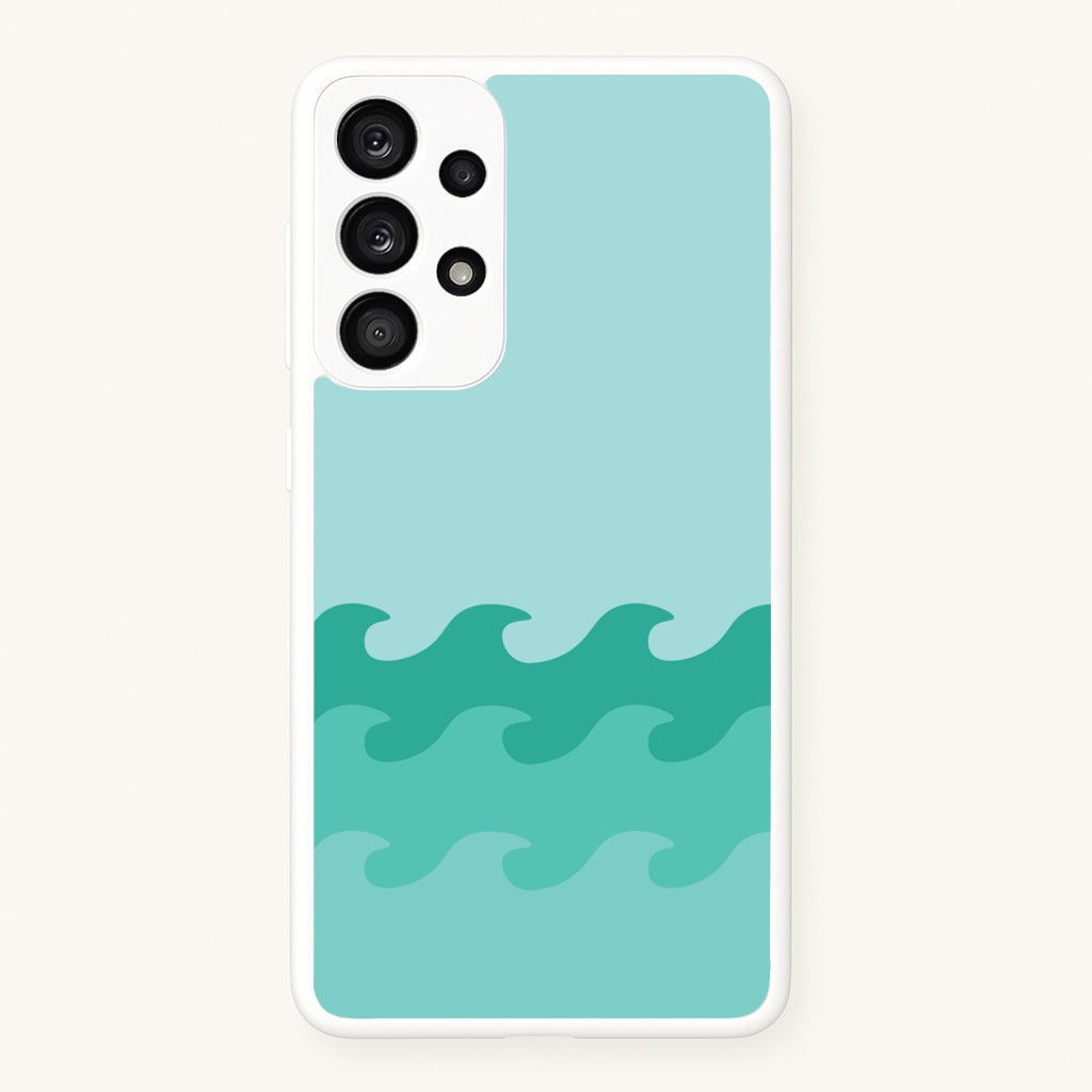 Cyan Beach Waves Pattern - Summer Phone Case for Galaxy A53