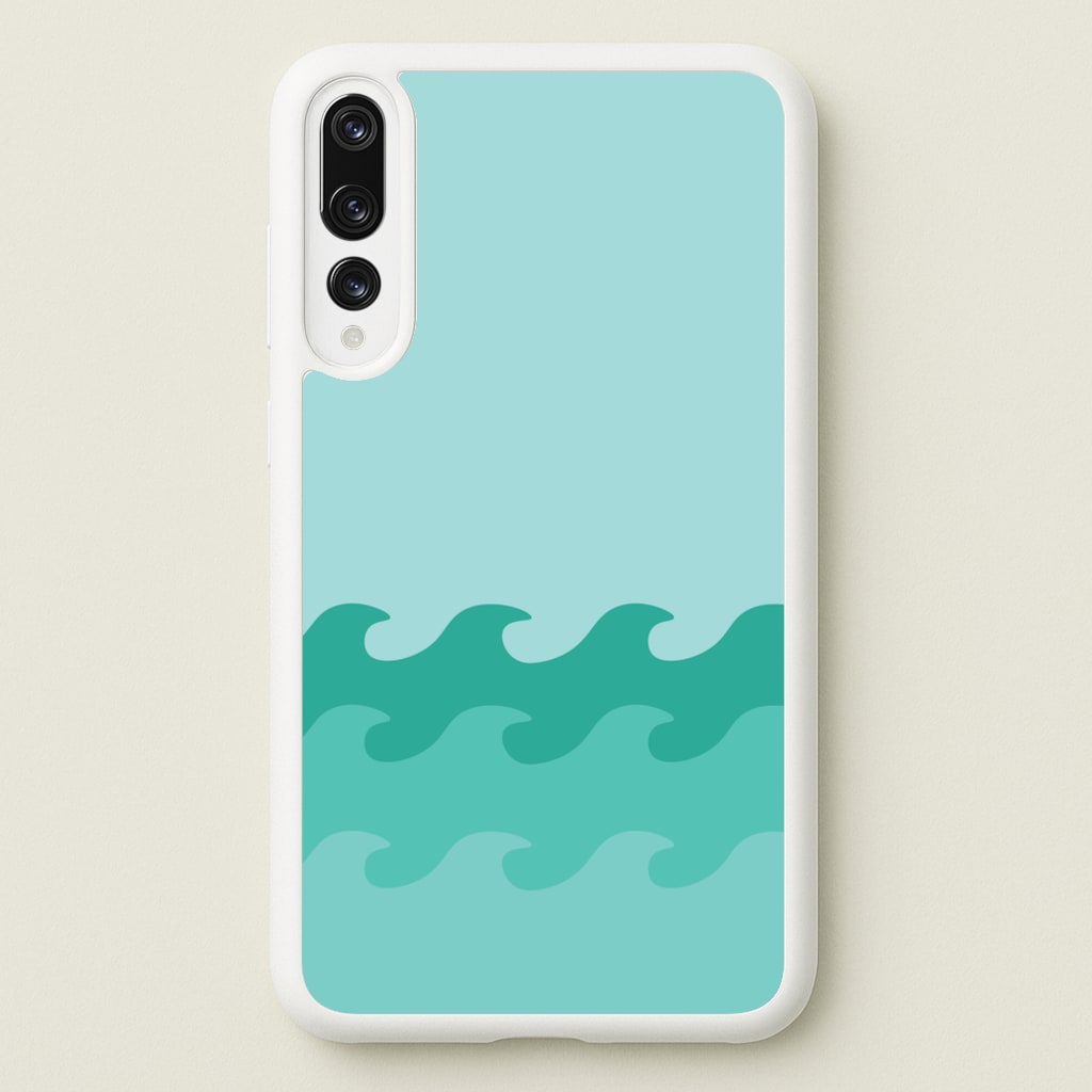 Cyan Beach Waves Pattern - Summer Phone Case for Huawei P20 Pro